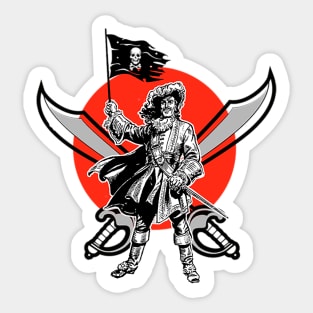 Flag of Pirates and Captain with Sword Sticker